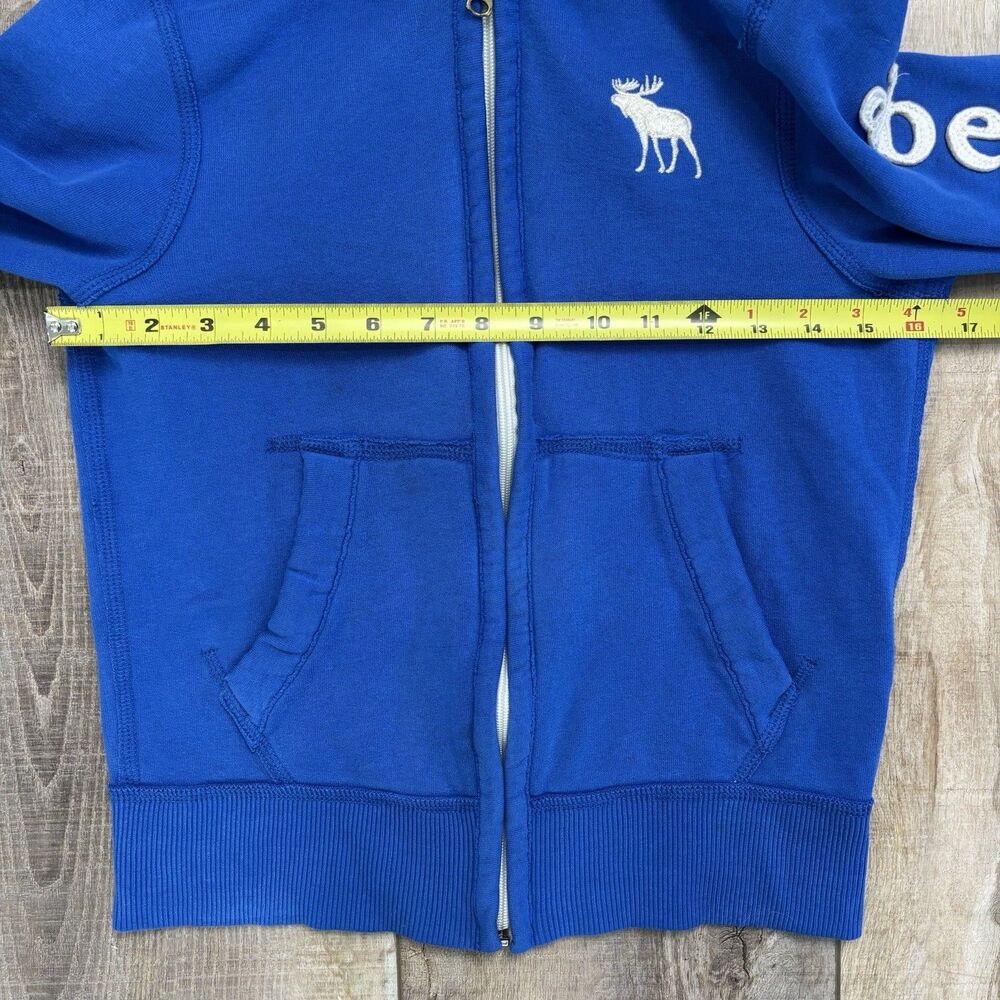 Abercrombie & Fitch Kids Blue Hoodie Muscle Size M Zip Up Cobalt - Picture 8 of 14